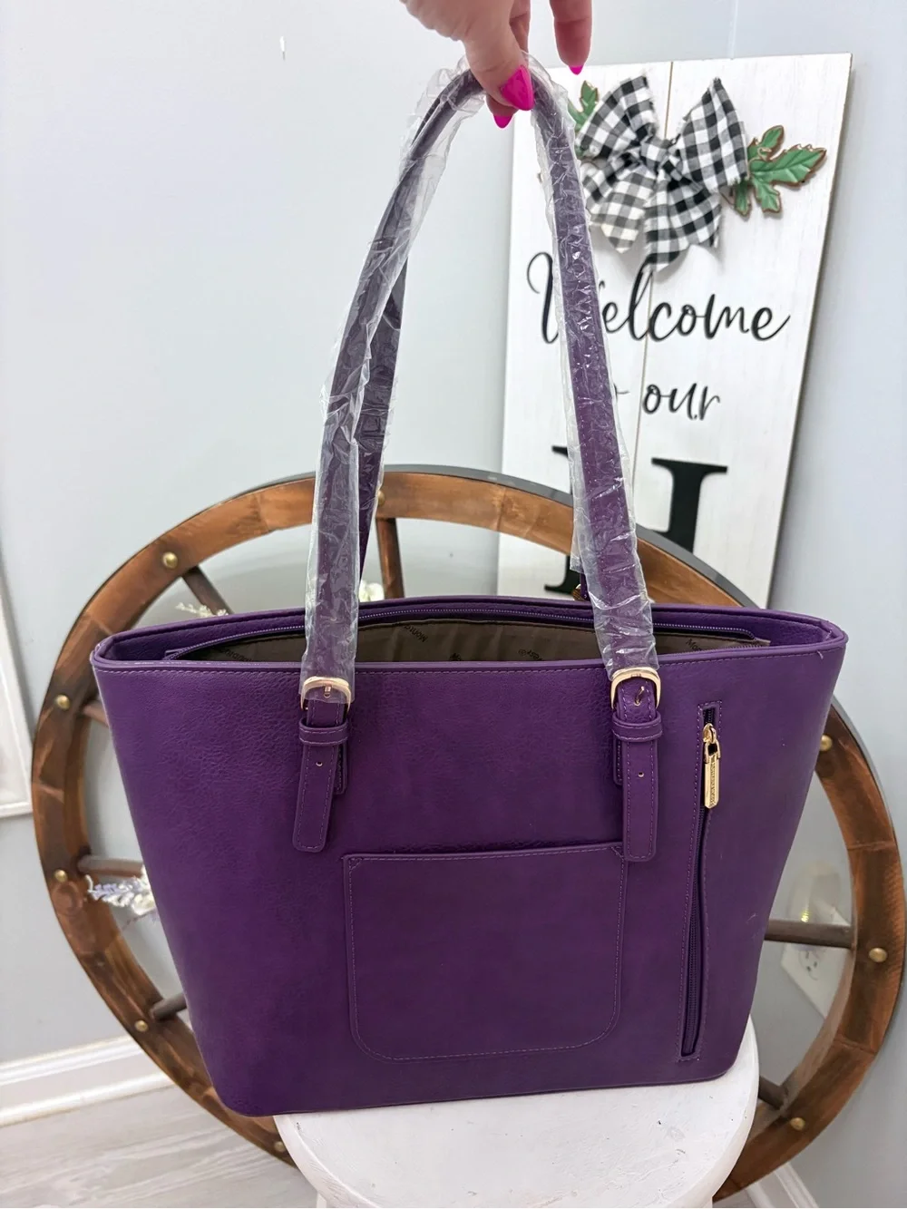 Montana West Purple Leopard Print Tote Bag